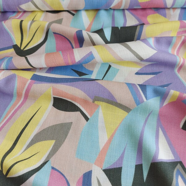 Colorful pastel-colored viscose in leaf design