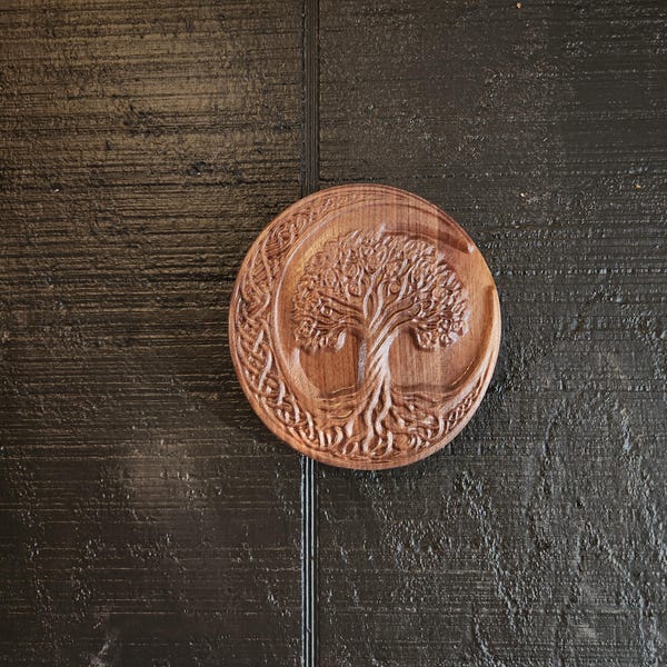 Décoration murale Arbre de vie en noyer noir - Arbre celtique rond de 5,5 pouces