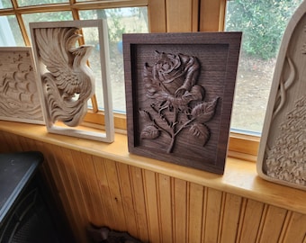 Rose carved in black walnut