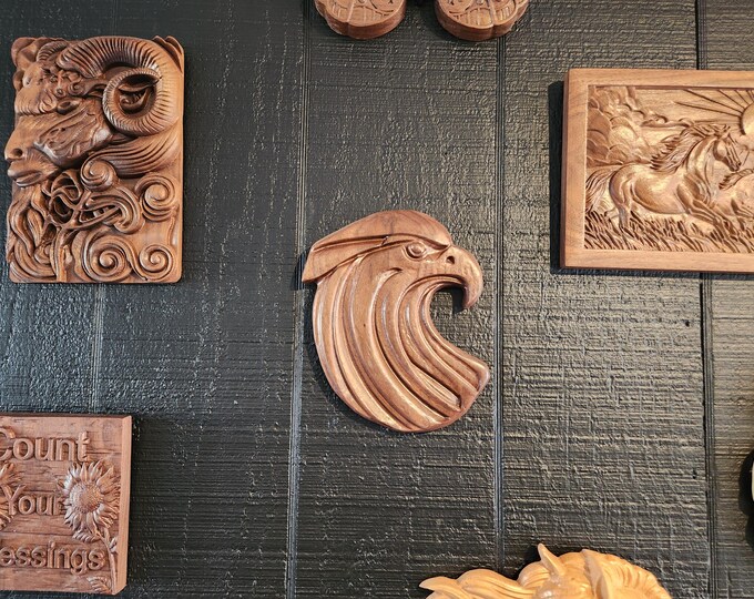 Art Deco Eagle Head Carved in Black Walnut - Etsy