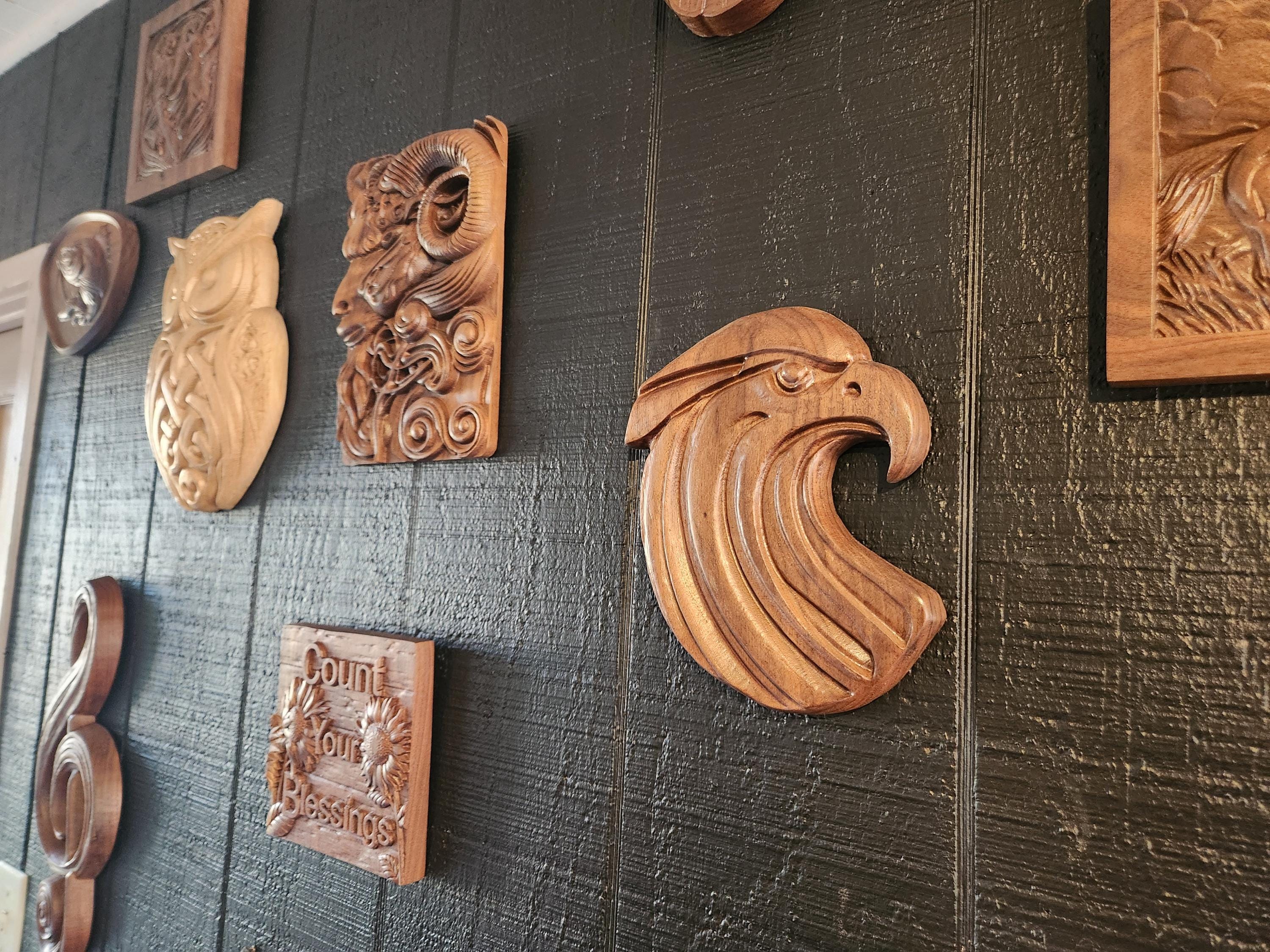 Art Deco Eagle Head Carved in Black Walnut - Etsy