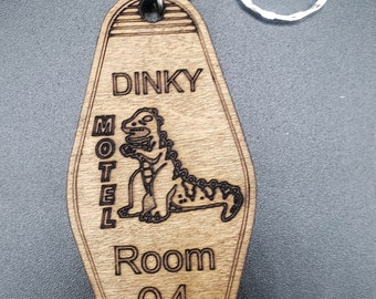Custom Dinky Wood Keychain, Fallout New Vegas, Vintage Motel Wooden Keychain