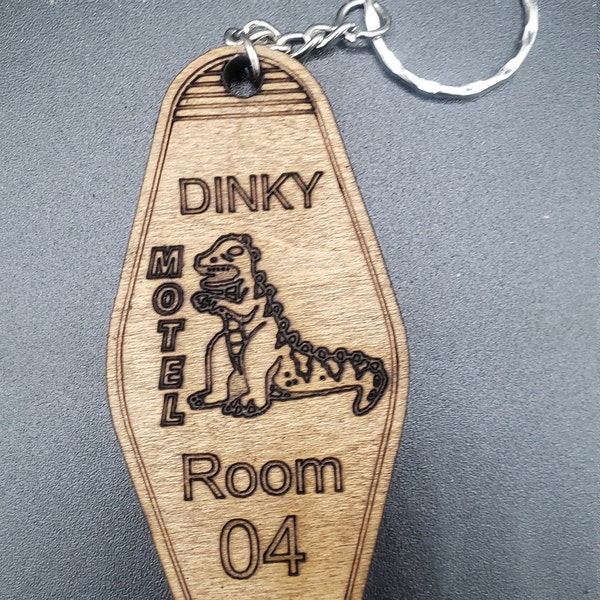 Custom Dinky Wood Keychain, Fallout New Vegas, Vintage Motel Wooden Keychain