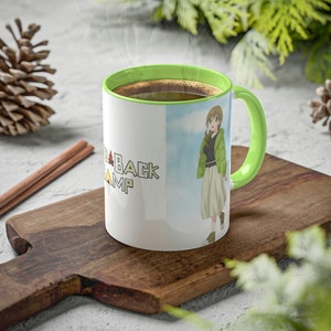 Yuru Camp Aoi Ceramic Color Mug Ceramic Mug Coffee Cup 11oz Mug Anime Cup Camp Mug Laid Back Camp Green Mug