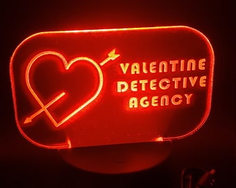 Fallout Nick Valentine Detective Agency Acrylic LED Light, Fallout Prop, Nick Valentine, LED Light, LED Sign, Acrylic Light, Wasteland