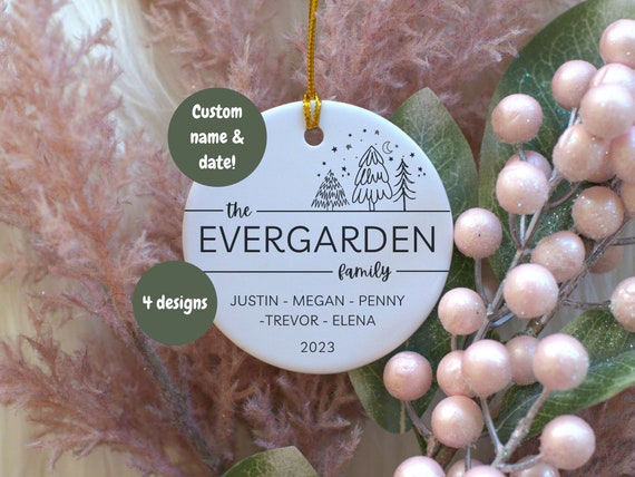 Personalized Christmas Family Ornament, Custom Family Ornament, Cute Ceramic Ornament, Holiday Gift, Family Gift