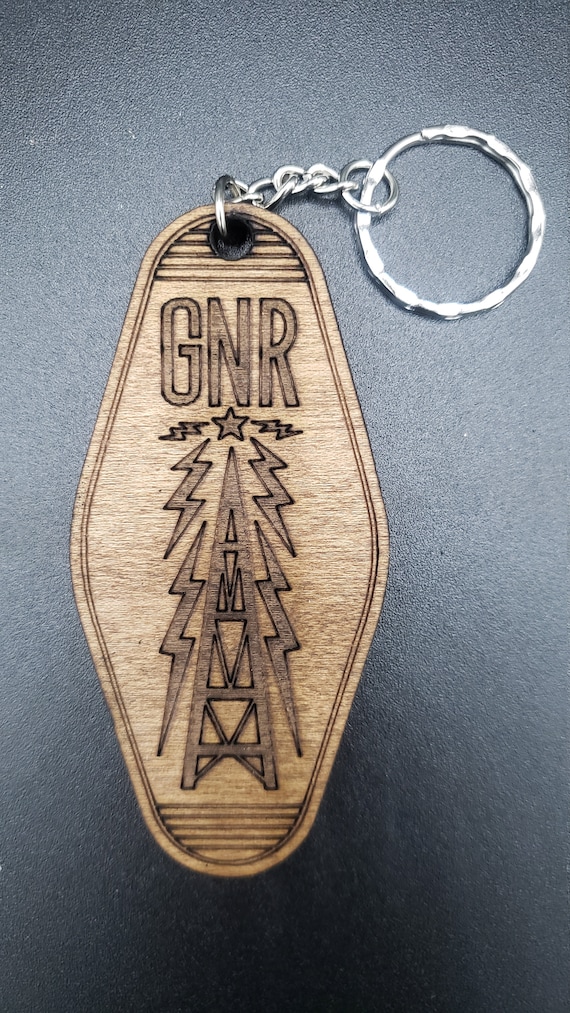 Galaxy News Wood Keychain, Vintage Motel Wooden Keychain, Fallout Inspired