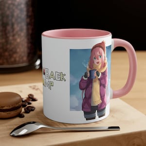 Yuru Camp Nadeshiko Ceramic Color Mug Ceramic Coffee Mug Coffee Cup 11oz Mug Anime Camp Mug Laid Back Camp Pink Mug