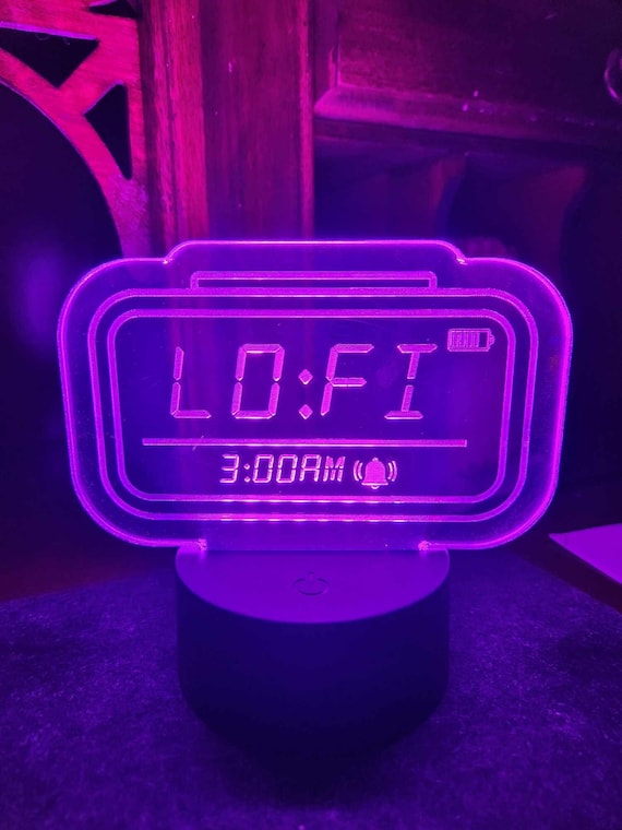 Lofi LED Acrylic Light, Lofi Alarm Clock, Lofi and Chill, Lofi LED Light, LED Sign, Edge-lite Acrylic, Edgelite Acrylic, Acrylic Sign, Lamp