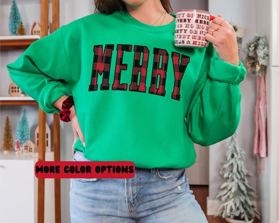 Merry Holiday Sweatshirt, Cozy Christmas Wear, Unisex Crewneck, Festive Gift, Winter Celebration Apparel, Holiday Vibes