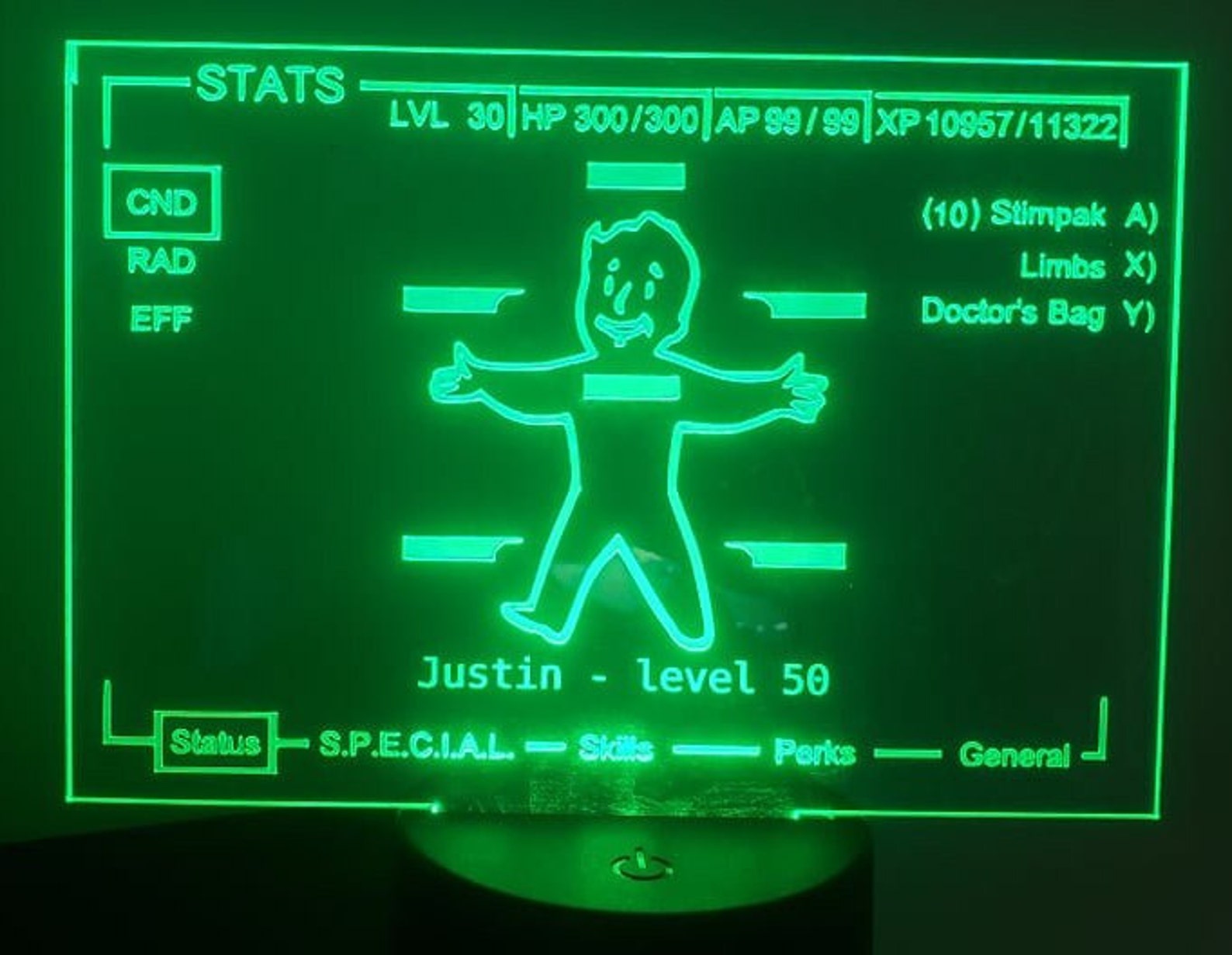 Fallout Pipboy Stat Screen : Customizable LED Acrylic Light - Etsy