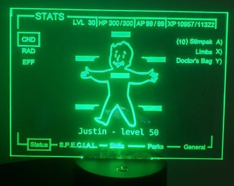 Fallout Pipboy Stat Screen : Customizable LED Acrylic Light