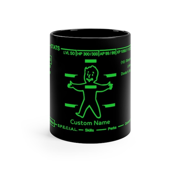 Custom Pipboy Mug, Fallout 11oz Black Mug, Video Game Gift, Game Cup