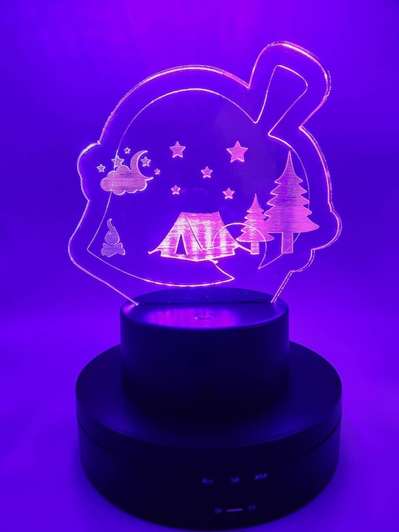 Animal Crossing Inspired Camp Leaf Acrylic LED Light, ACNH, Acrylic Sign, Edge Lite Light, Video Game Gift, Camping, Cozy Gift