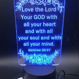 Custom Bible Verse Acrylic LED Light, Custom Light, Bible Light, Edge-lit Light, Acrylic Sign, Customizable, Bible Gift, Custom Gift
