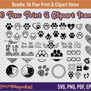 Hond moeder mok SVG | Pootafdrukbundel | Poot Marks PNG Clipart | Pootafdruk silhouet SVG | Commerciële licentie