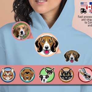Custom Embroidered Pet Hoodie | Embroidered Pet Portrait from Picture | Embroidered Dog Sweater