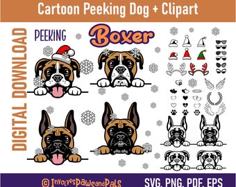 Peeking Boxer Dog SVG | Peeking Dog SVG | Boxer Dog PNG | Boxer Clipart | Commercial License