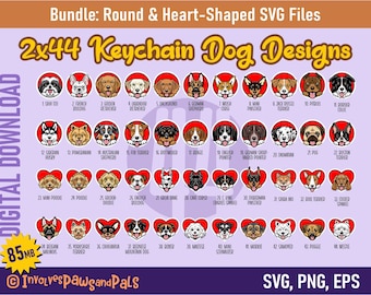 Valentine's Day Peeking Dog SVG Bundle - 44 Dog Breeds | Keychain SVG | Goldendoodle, Maltese, Yorkie, Westie | Commercial License