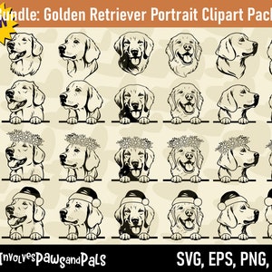 Espiando o pacote SVG do Golden Retriever | Espiando Cachorro SVG | Golden Retriever PNG | Clipart de Golden Retriever | Licença comercial
