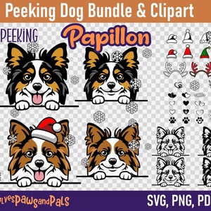 Peeking Papillon Dog SVG | Peeking Dog SVG | Cartoon Printable Papillon Dog Clipart | Commercial License