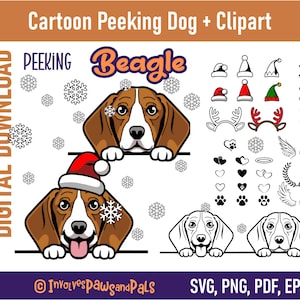 Peeking Beagle SVG | Peeking Dog SVG | Cartoon Peeking Beagle Clipart | Commercial License