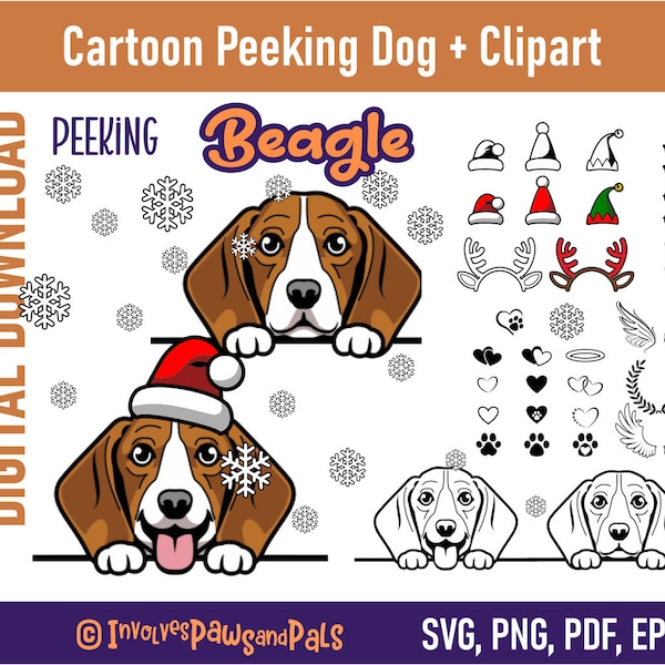 Peeking Beagle SVG | Peeking Dog SVG | Cartoon Peeking Beagle Clipart | Commercial License