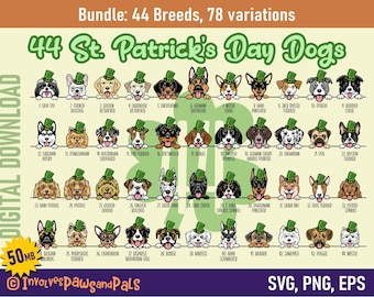 Peeking Dog SVG Bundle - St. Patrick's Day | Saint Patrick's Day SVG | Includes Maltese, Yorkie, Pitbull | Commercial License