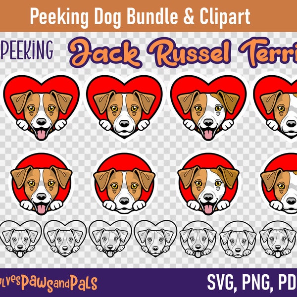 Peeking Jack Russel Terrier Keychain and Mother's Day SVG | Peeking Dog SVG | Cute JRT png and Clipart | Commercial License