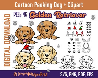 Peeking Golden Retriever SVG | Peeking Dog SVG | Golden PNG | Golden Retriever Clipart | Commercial License