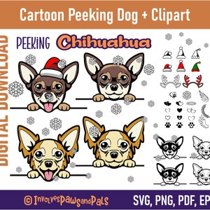 Chihuahua SVG | Peeking Dog SVG | Peeking Chihuahua Clipart | Printable Dog PNG | Commercial License