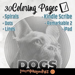 Relaxing Spiroglyphics Dog Drawings| One-color Dots and Lines | Op Art Adult Coloring Book for Stress Relief | Printable PDF Coloring Pages