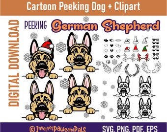 Peeking German Shepherd SVG | Peeking Dog SVG | German Shepherd PNG and Clipart | Commercial License