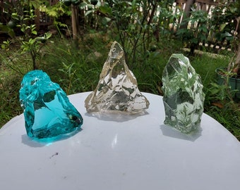 1884 gram 3 pcs of rough beautiful  Andara crystal mix color for meditation