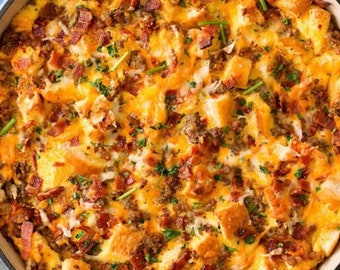 Receita fácil de caçarola de café da manhã: café da manhã para o feriado preparado com antecedência (download)