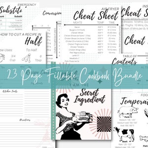 Recipe Book template, EDITABLE Recipe Sheet Template, Recipe Cards, Minimal Recipe Binder, 8.5x11 Printable, Food Planner Journal