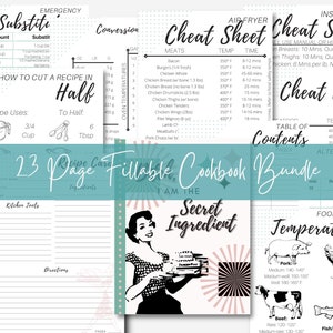 Modèle de livre de recettes, modèle de feuille de recette modifiable, cartes de recettes, classeur de recettes minimales, 8,5 x 11 imprimable, journal de planificateur alimentaire