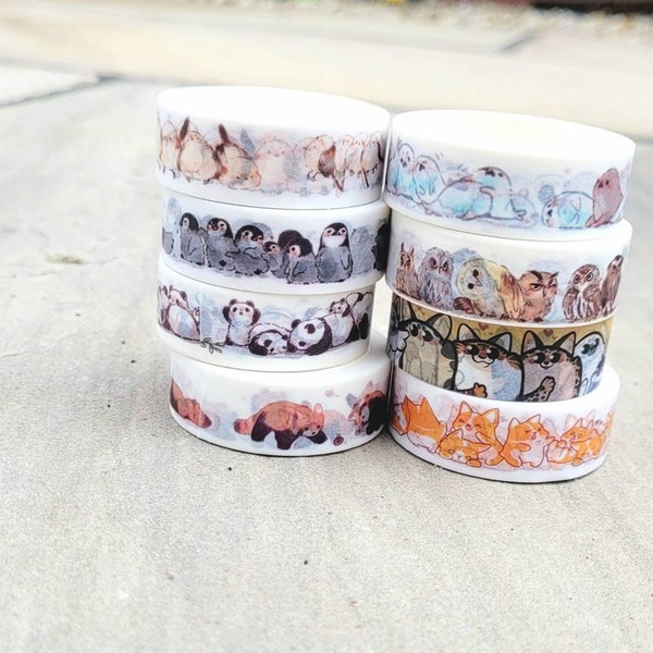 Cute animal washi tape / Panda washi tape / Corgi washi tape / penguin washi tape/ Owl washi tape / Sea lion washi tape