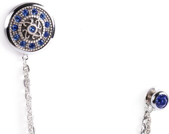 Handgemachte Kette Anstecknadeln aus Echten Kristallsteinen, Unisex Kette Ansteckbrosche, Anstecknadel Kette für Hochzeit, Ansteckkette für Bräutigam
