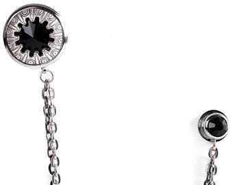 Pasador de solapa de cadena hecho de piedra de cristal real, broche de solapa de cadena unisex - pasador de solapa para hombres - pasador de solapa para mujeres - broche de solapa hecho a mano