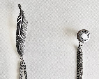 Kette Reversnadeln, Unisex Kette Lapel Brosche, Reversnadel Kette Silber (Adler, Hirsch, Schach, Pferde, Blatt, Wolf Figuren )