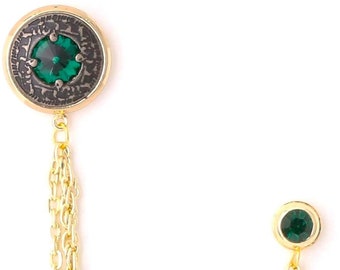 Cadena con broche de cristal para solapa, broche unisex, disponible en oro o plata, elegante accesorio hecho a mano para hombres y mujeres.