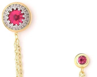 Kristall Anstecknadel Kette, Unisex Anstecknadel, Gold oder Silber Varianten, Handgefertigtes Elegantes Accessoire für Männer und Frauen