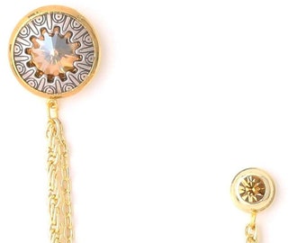 Kristall Anstecknadel Kette, Unisex Anstecknadel, Gold oder Silber Varianten, Handgefertigtes Elegantes Accessoire für Männer und Frauen
