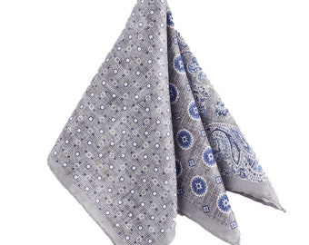 Pochette En Soie Homme Violette – Marque Tony & Paul – Ourlet Blanc – Fabriquée En Italie