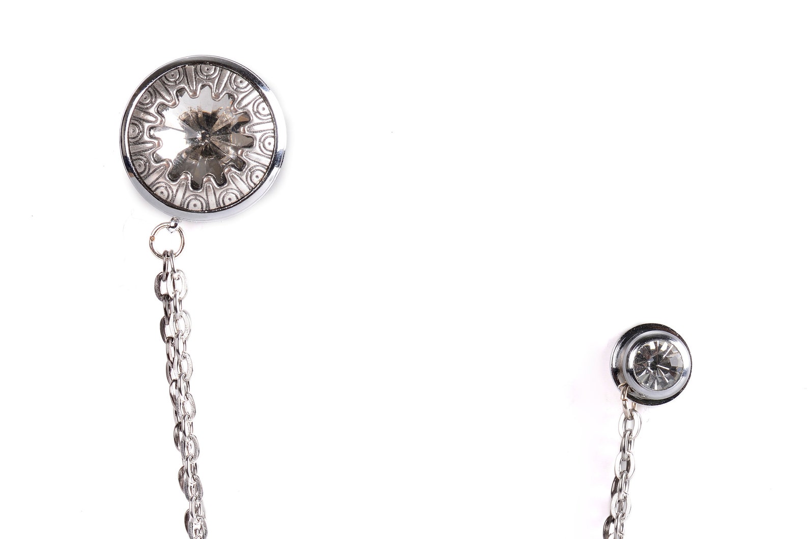 Chain Lapel Pin Made of Real Crystal Stone, Unisex Chain Lapel Brooch