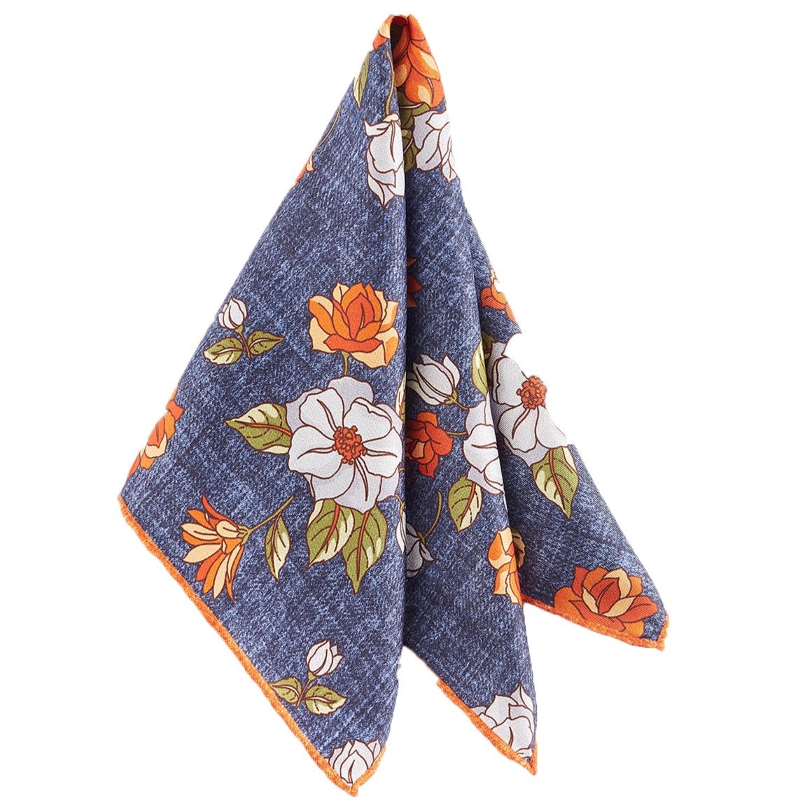 Handmade Italian Pure Silk Pocketsquare with flower pattern. 100% Silk Handcrafted Pocket Square. Silk Handkerchief for Men and Women.