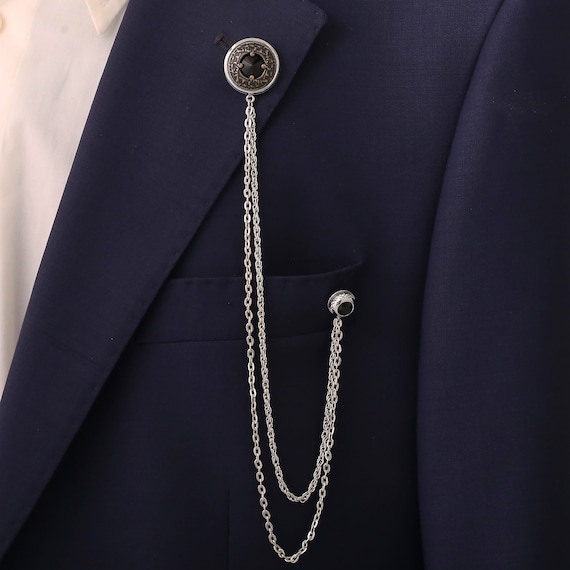 Lapel Pin Chain Made of Crystal Unisex Lapel Chain Brooch Lapel