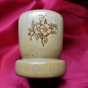 Wooden Dish with Floral Design