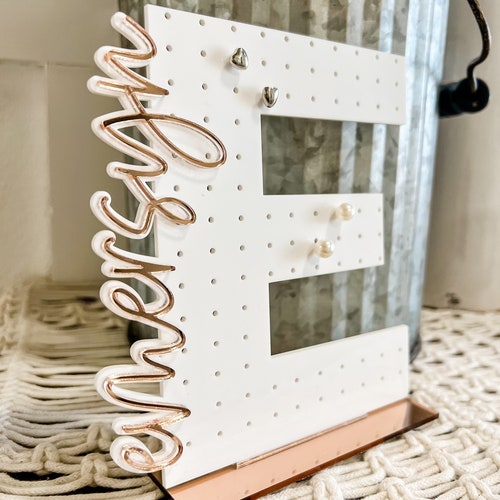 Personalized Flower Earring Holder Jewelry Holder Earring Etsy